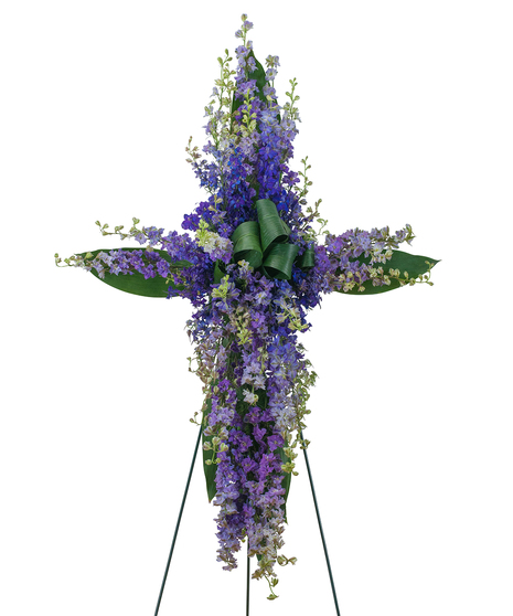 LOVINGLY LAVENDER CROSS WITH EASEL