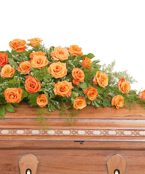 ORANGE ROSE CASKET SPRAY