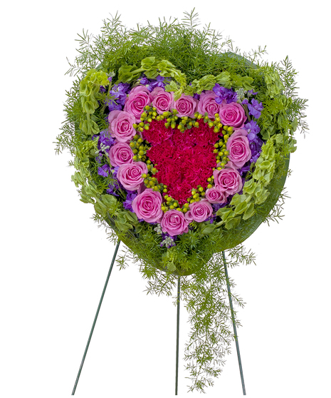 FOREVER CHERISHED HEART EASEL SPRAY