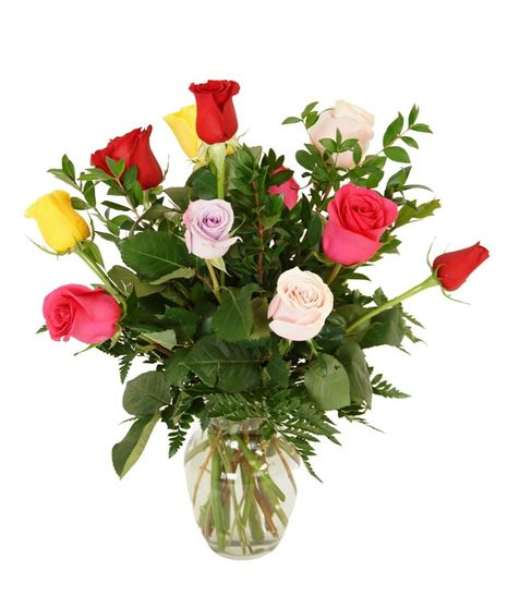 One dozen mixed color roses