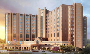 A large brick building labeled 